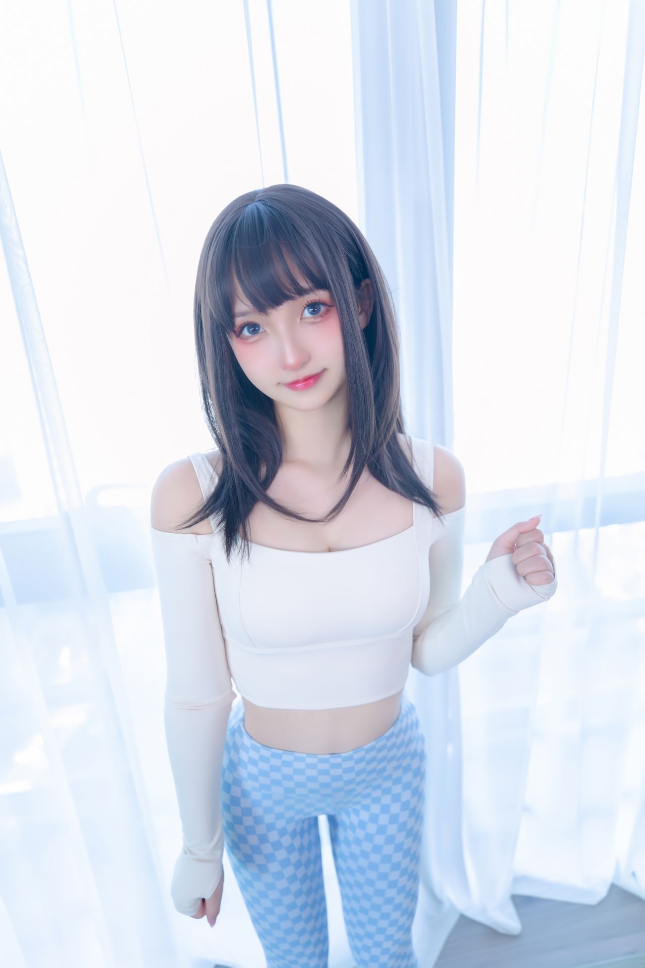 图片[2]-神楽板真冬 蓝白格-COS世界