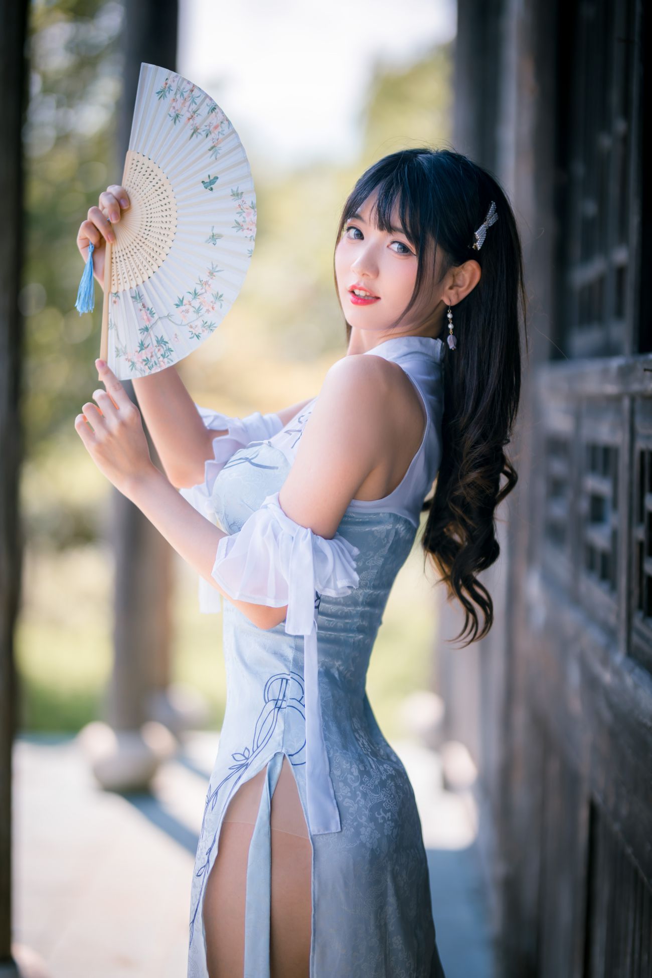 图片[4]-陆卿卿kyokyo 蓝色旗袍-COS世界