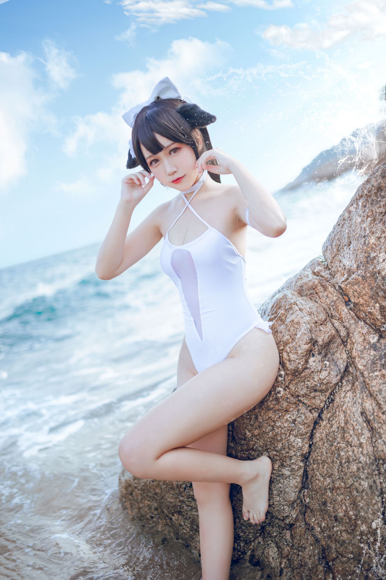 图片[5]-微博美少女抖娘利世图集 抖娘×不呆猫 獒犬海边泳装-COS世界