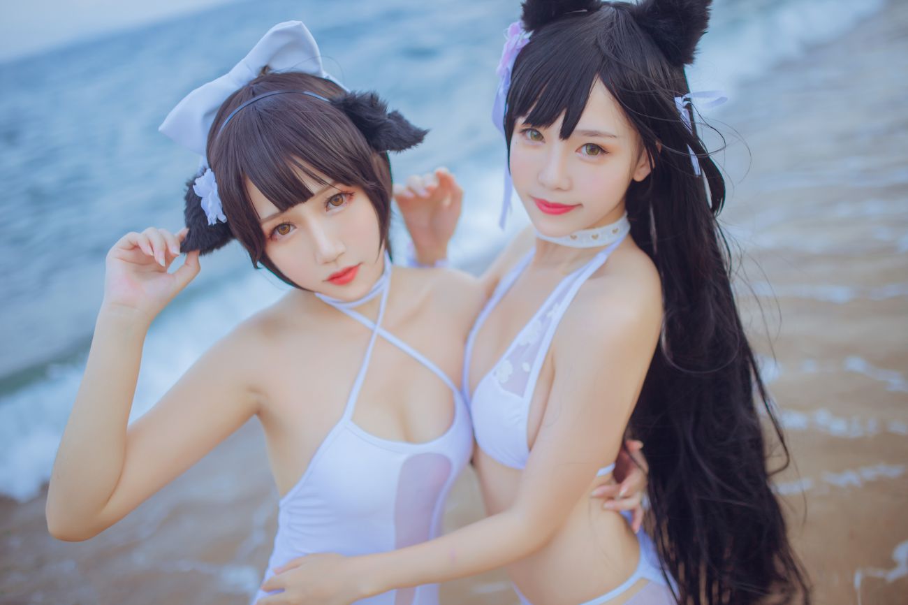 图片[4]-微博美少女抖娘利世图集 抖娘×不呆猫 獒犬海边泳装-COS世界