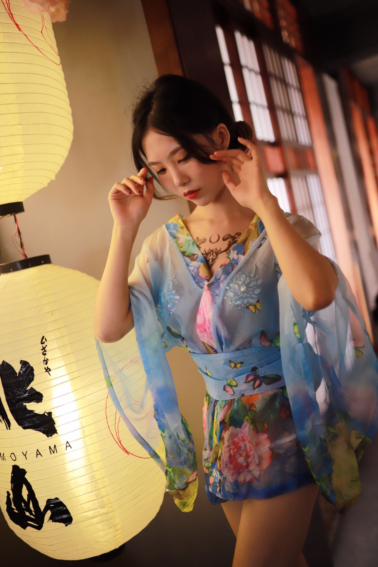 图片[3]-抖娘利世图集 水蓝和服-COS世界