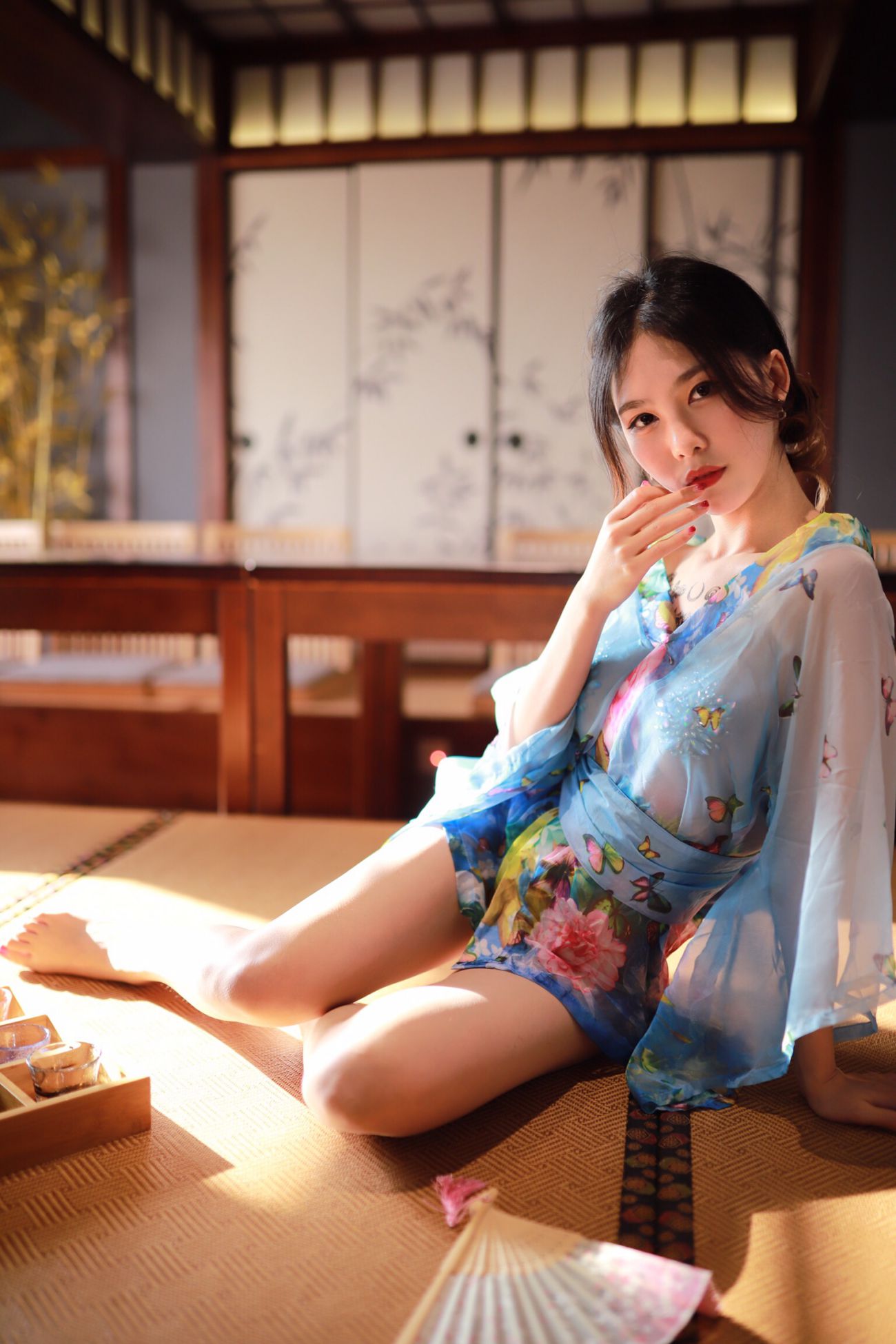 图片[2]-抖娘利世图集 水蓝和服-COS世界