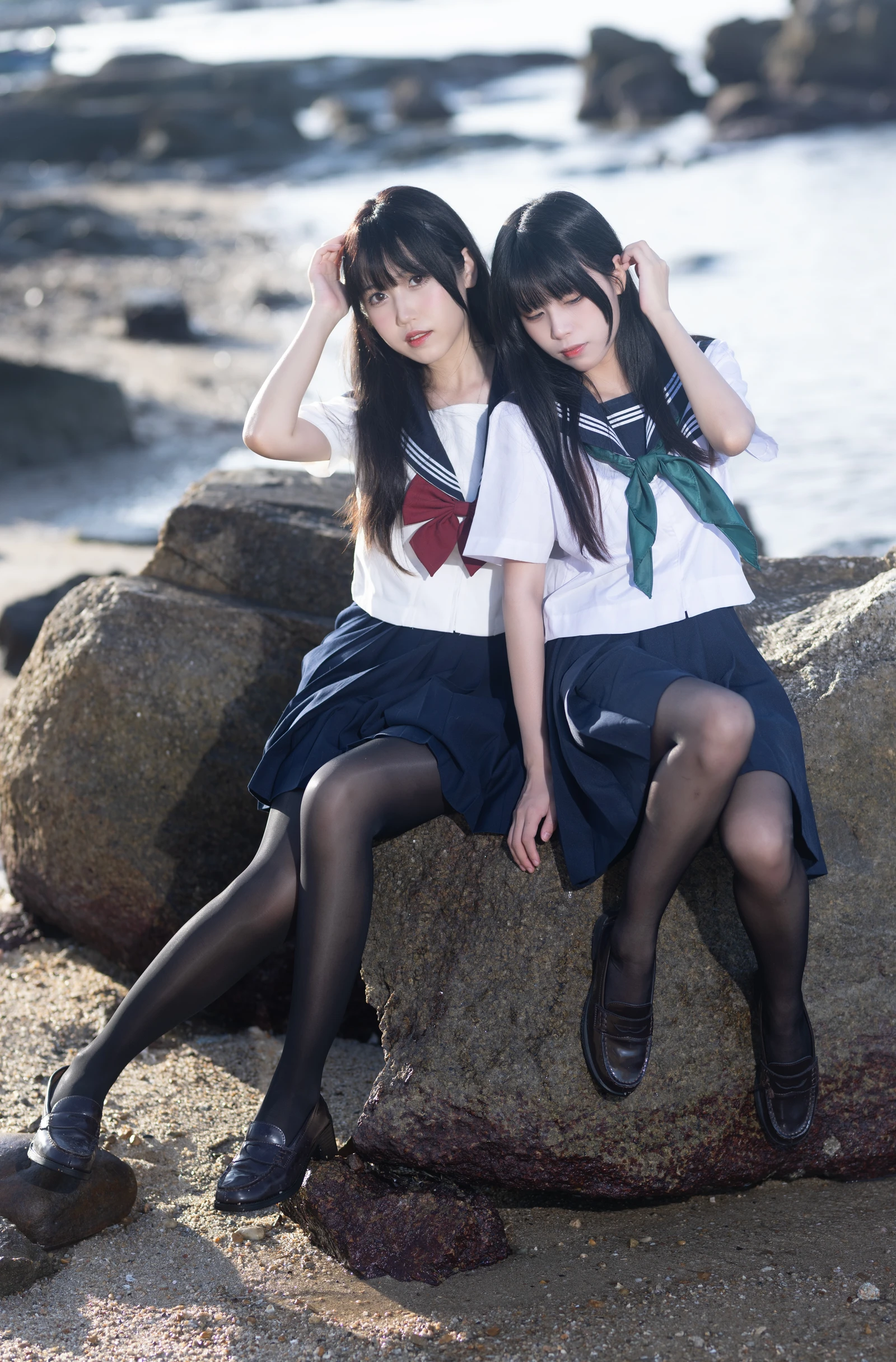 图片[3]-微博人气Coser不呆猫×三無人型水手服百合黑丝-COS世界