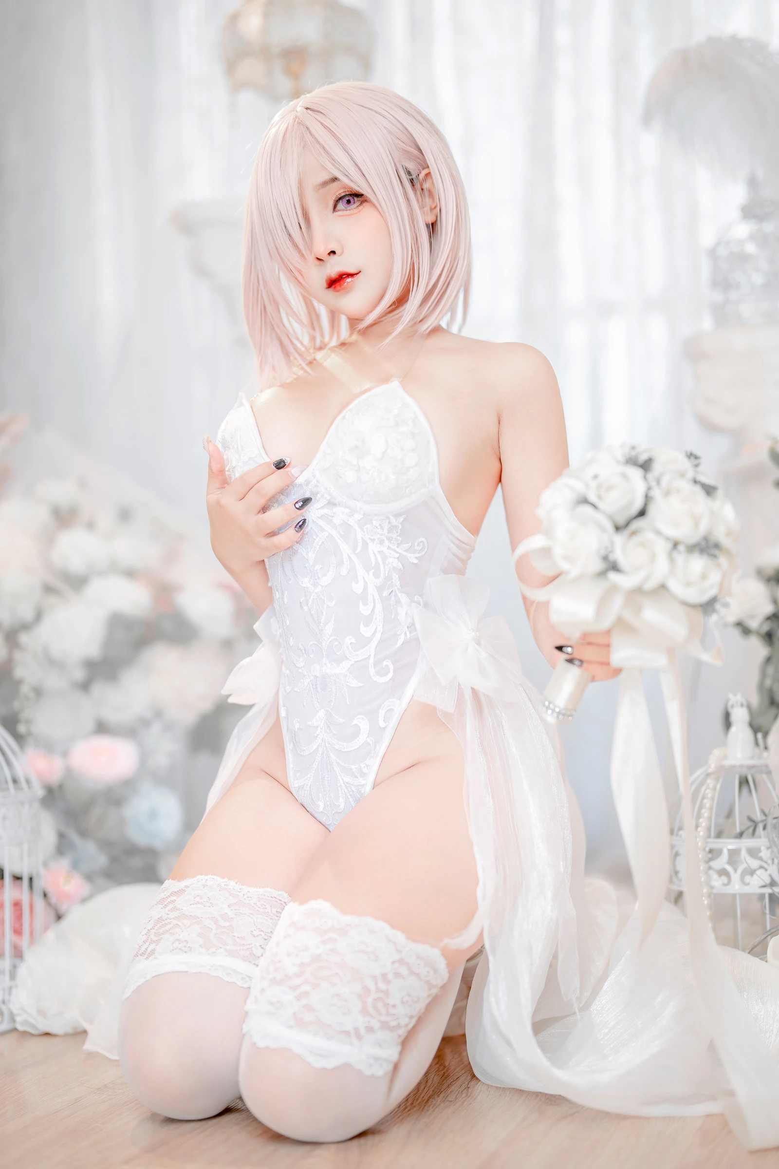 图片[5]-Sayo Momo Mashu white lingerie body oil-COS世界